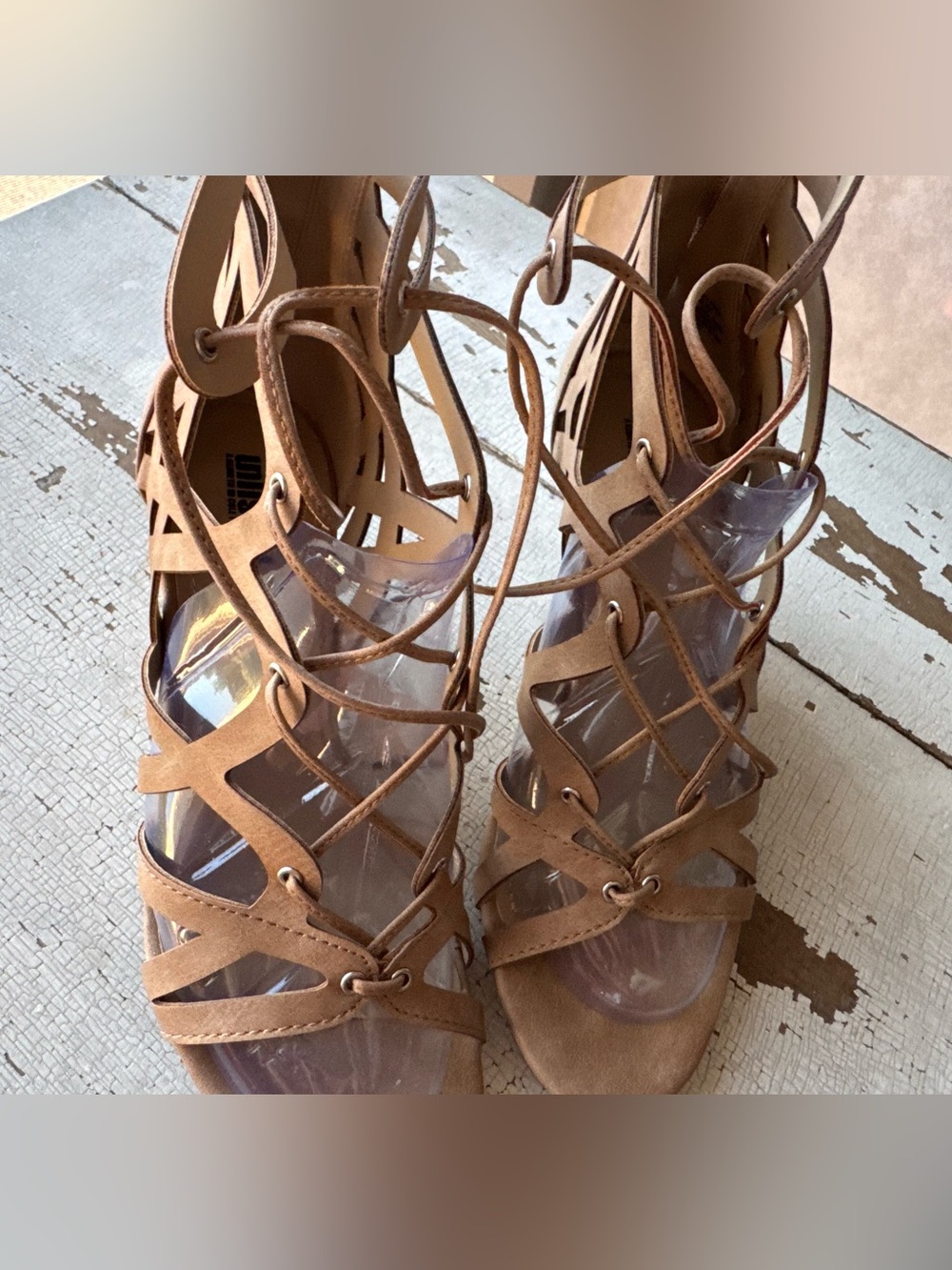 Unlisted Tan Suede Lace-Up Gladiator Heels